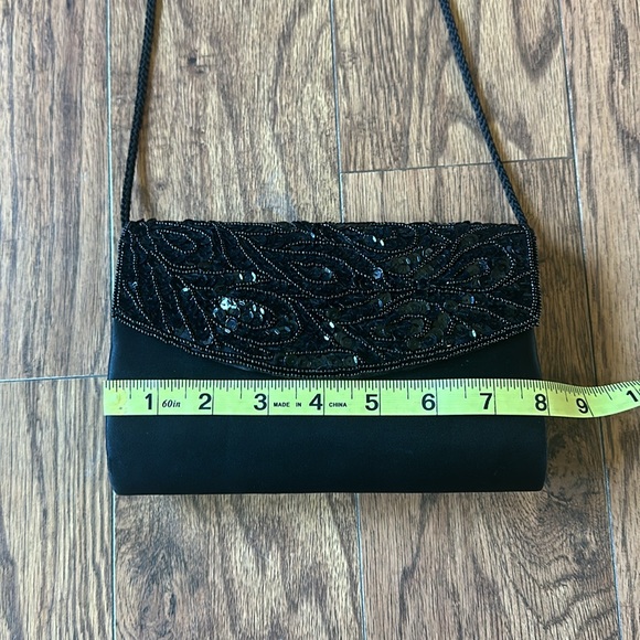 Vintage hard case sequin beaded purse crossbody shoulder bag small swinger 40s - Picture 9 of 10